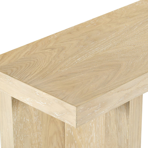Claramay Console Table With Cerused Grain Finish, Solid Wood, Spacious Top & Lower Shelf (58")
