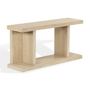 Claramay Console Table With Cerused Grain Finish, Solid Wood, Spacious Top & Lower Shelf (58")