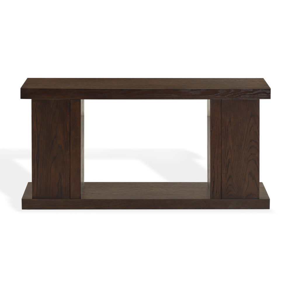Claramay Console Table With Cerused Grain Finish, Solid Wood, Spacious Top & Lower Shelf (58")