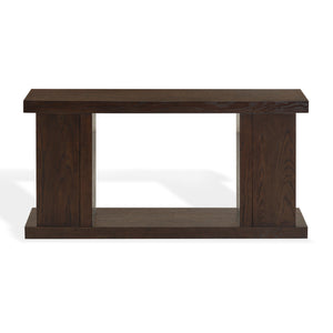 Claramay Console Table With Cerused Grain Finish, Solid Wood, Spacious Top & Lower Shelf (58")
