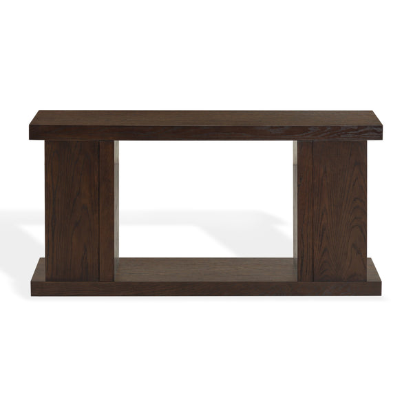 Claramay Console Table With Cerused Grain Finish, Solid Wood, Spacious Top & Lower Shelf (58")