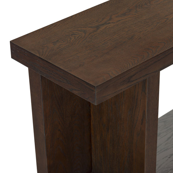 Claramay Console Table With Cerused Grain Finish, Solid Wood, Spacious Top & Lower Shelf (58")