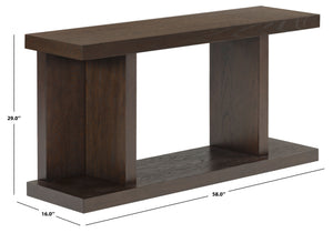 Claramay Console Table With Cerused Grain Finish, Solid Wood, Spacious Top & Lower Shelf (58")