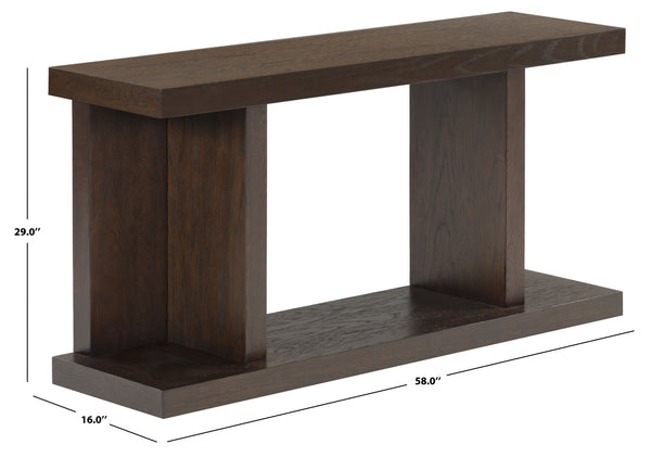 Claramay Console Table With Cerused Grain Finish, Solid Wood, Spacious Top & Lower Shelf (58")