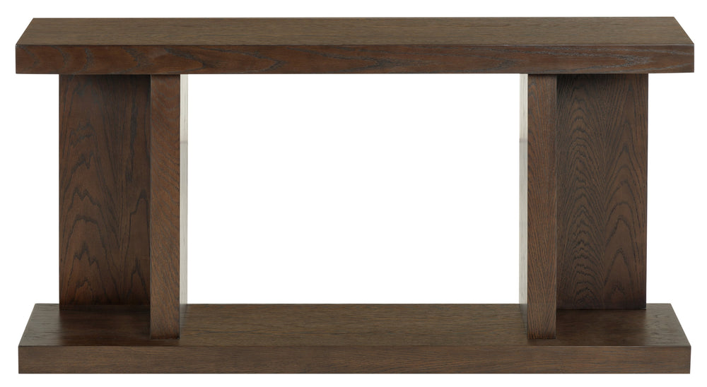 Claramay Console Table With Cerused Grain Finish, Solid Wood, Spacious Top & Lower Shelf (58")