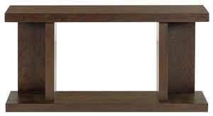 Claramay Console Table With Cerused Grain Finish, Solid Wood, Spacious Top & Lower Shelf (58")