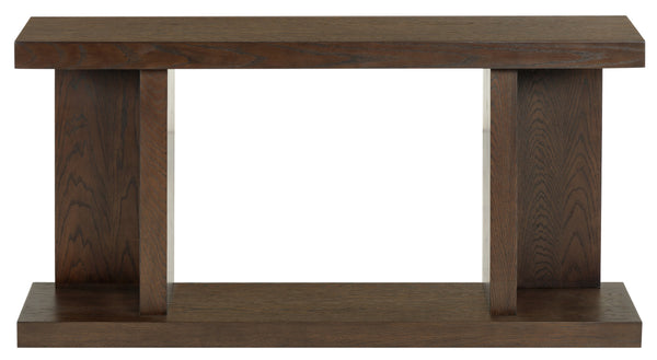 Claramay Console Table With Cerused Grain Finish, Solid Wood, Spacious Top & Lower Shelf (58")