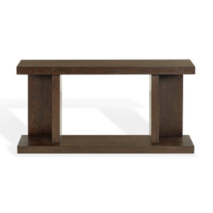 Claramay Console Table With Cerused Grain Finish, Solid Wood, Spacious Top & Lower Shelf (58")
