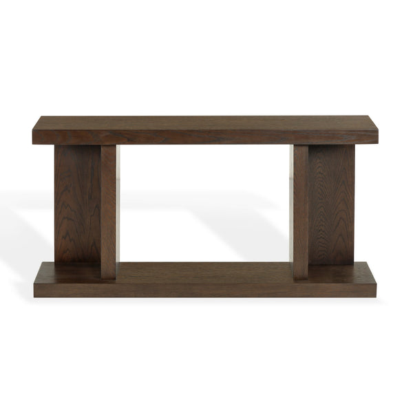 Claramay Console Table With Cerused Grain Finish, Solid Wood, Spacious Top & Lower Shelf (58")