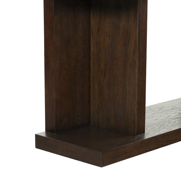 Claramay Console Table With Cerused Grain Finish, Solid Wood, Spacious Top & Lower Shelf (58")