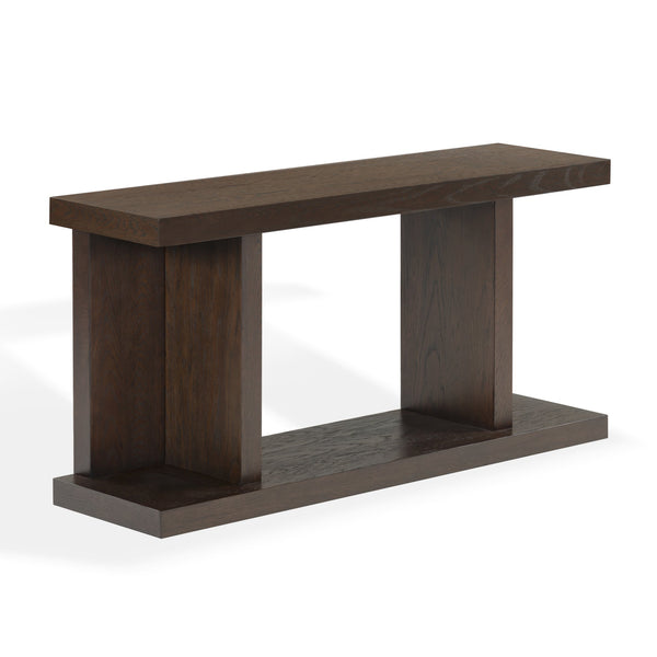 Claramay Console Table With Cerused Grain Finish, Solid Wood, Spacious Top & Lower Shelf (58")