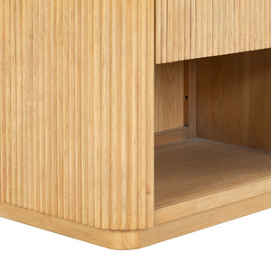 Barrymore Reeded Wood 1-Drawer Nightstand — Contemporary Warm-Tone Bedside Table With Metal Legs And Smooth-Glide Drawer