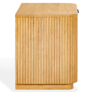 Barrymore Reeded Wood 1-Drawer Nightstand — Contemporary Warm-Tone Bedside Table With Metal Legs And Smooth-Glide Drawer