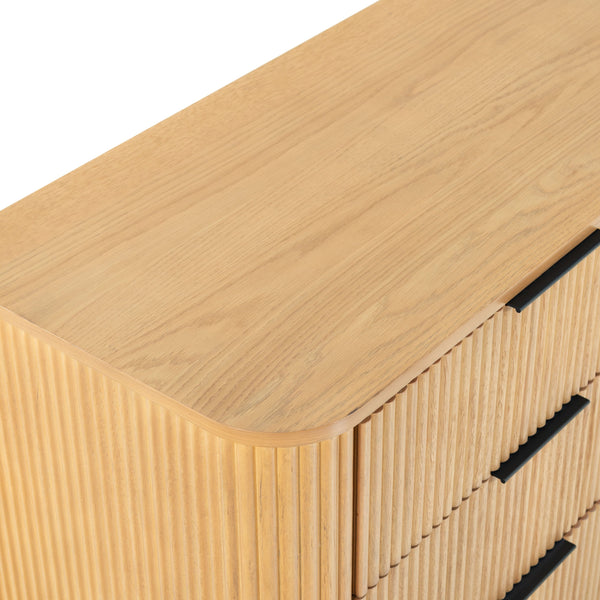 Barrymore Reeded 6-Drawer Dresser With Metal Accents — Timeless Wood Grain, Spacious Smooth Drawers