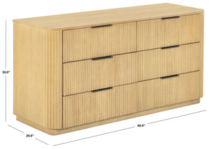Barrymore Reeded 6-Drawer Dresser With Metal Accents — Timeless Wood Grain, Spacious Smooth Drawers