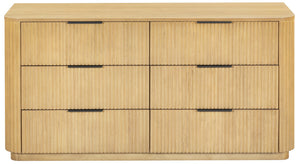 Barrymore Reeded 6-Drawer Dresser With Metal Accents — Timeless Wood Grain, Spacious Smooth Drawers