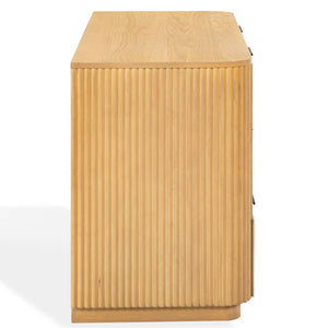 Barrymore Reeded 6-Drawer Dresser With Metal Accents — Timeless Wood Grain, Spacious Smooth Drawers