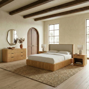Barrymore Reeded 6-Drawer Dresser With Metal Accents — Timeless Wood Grain, Spacious Smooth Drawers