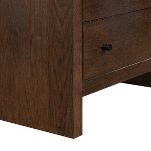 Frederick Two-Drawer Wood Nightstand With Metal Accents, Smooth-Glide Storage & Timeless Grain Finish