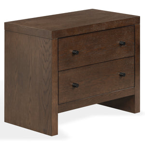 Frederick Two-Drawer Wood Nightstand With Metal Accents, Smooth-Glide Storage & Timeless Grain Finish