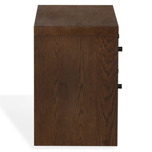 Frederick Two-Drawer Wood Nightstand With Metal Accents, Smooth-Glide Storage & Timeless Grain Finish
