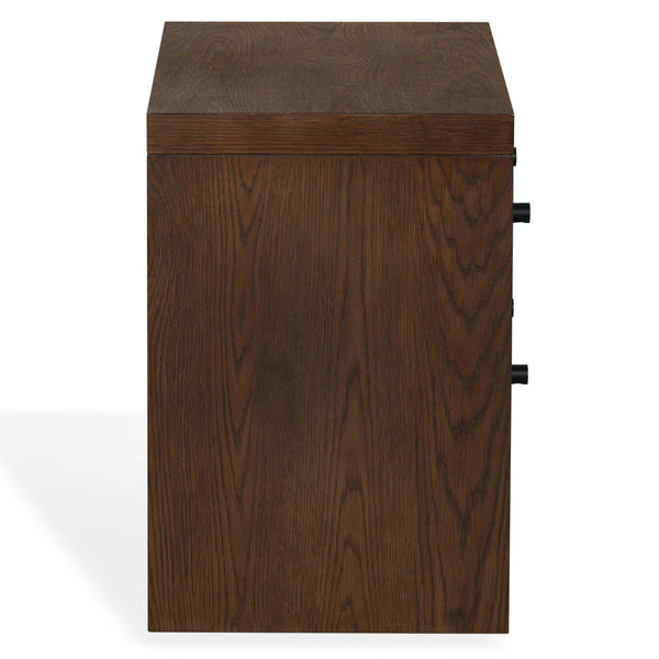 Frederick Two-Drawer Wood Nightstand With Metal Accents, Smooth-Glide Storage & Timeless Grain Finish