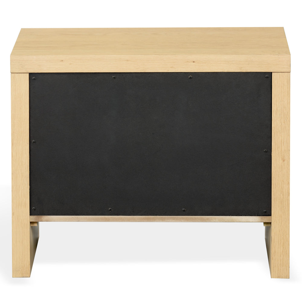Frederick Two-Drawer Wood Nightstand With Metal Accents, Smooth-Glide Storage & Timeless Grain Finish