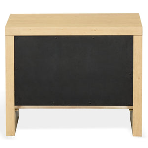 Frederick Two-Drawer Wood Nightstand With Metal Accents, Smooth-Glide Storage & Timeless Grain Finish