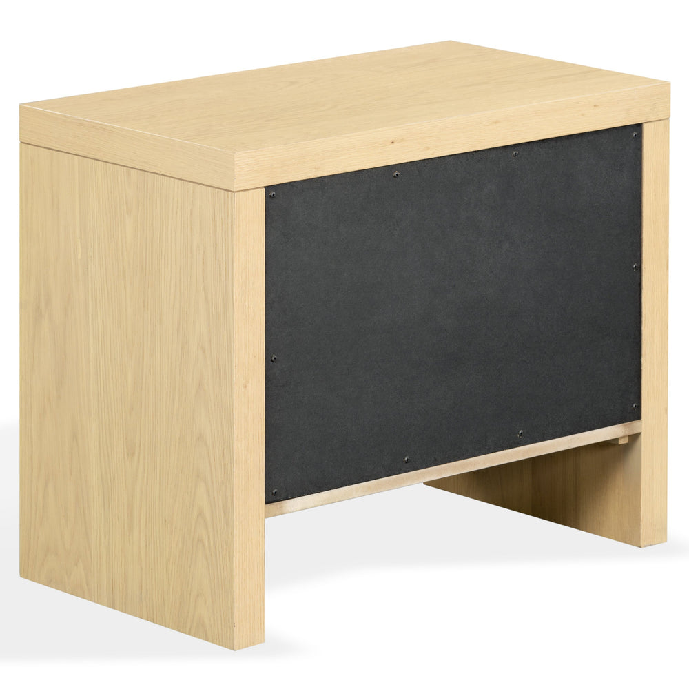 Frederick Two-Drawer Wood Nightstand With Metal Accents, Smooth-Glide Storage & Timeless Grain Finish