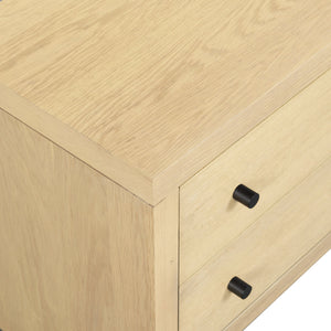 Frederick Two-Drawer Wood Nightstand With Metal Accents, Smooth-Glide Storage & Timeless Grain Finish
