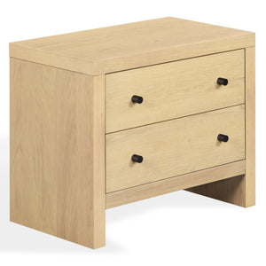 Frederick Two-Drawer Wood Nightstand With Metal Accents, Smooth-Glide Storage & Timeless Grain Finish