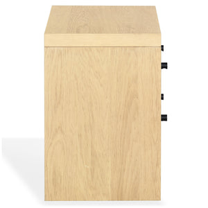 Frederick Two-Drawer Wood Nightstand With Metal Accents, Smooth-Glide Storage & Timeless Grain Finish