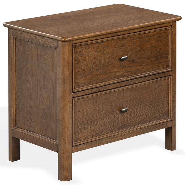 Hannaleigh 2-Drawer Nightstand With Metal Accents, Solid & Engineered Wood, Compact Storage Surface