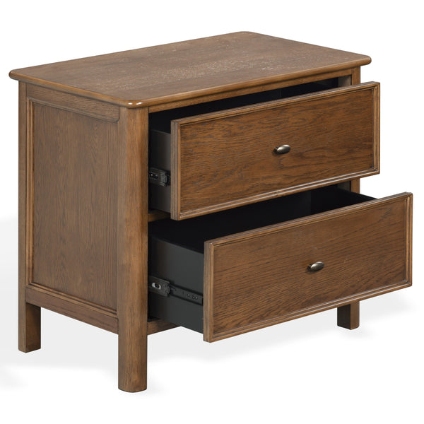 Hannaleigh 2-Drawer Nightstand With Metal Accents, Solid & Engineered Wood, Compact Storage Surface