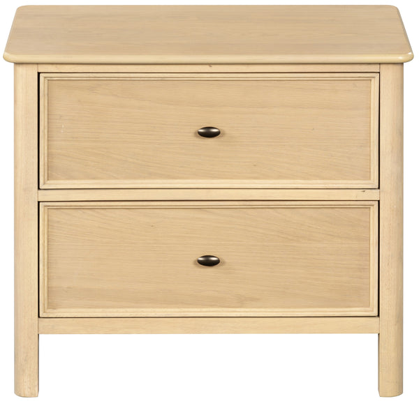 Hannaleigh 2-Drawer Nightstand With Metal Accents, Solid & Engineered Wood, Compact Storage Surface