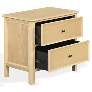 Hannaleigh 2-Drawer Nightstand With Metal Accents, Solid & Engineered Wood, Compact Storage Surface