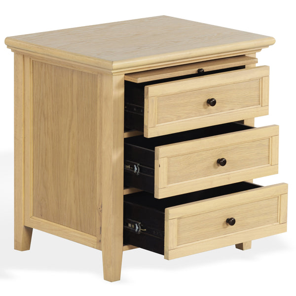 Trevor Modern 3-Drawer Wood Nightstand With Metal Accents, Smooth-Glide Storage & Compact Design