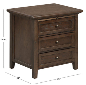 Trevor Modern 3-Drawer Wood Nightstand With Metal Accents, Smooth-Glide Storage & Compact Design