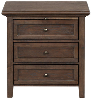 Trevor Modern 3-Drawer Wood Nightstand With Metal Accents, Smooth-Glide Storage & Compact Design