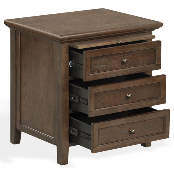 Trevor Modern 3-Drawer Wood Nightstand With Metal Accents, Smooth-Glide Storage & Compact Design