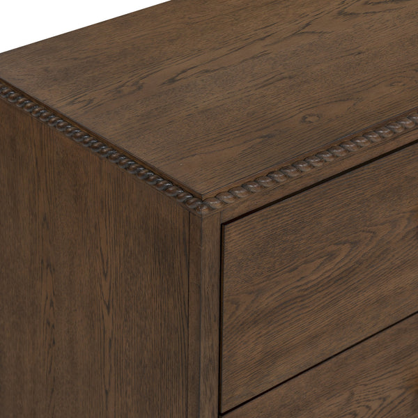 Octavian Rope-Trim Wood Nightstand With Spacious Drawer And Metal Accents For Coastal Charm