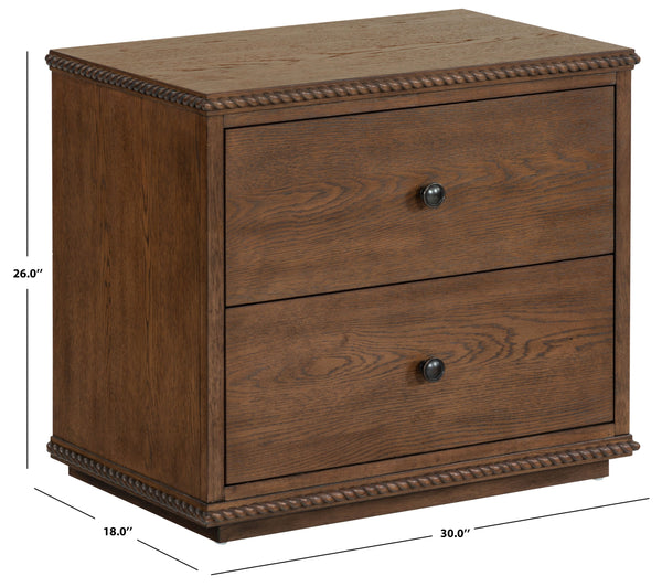 Octavian Rope-Trim Wood Nightstand With Spacious Drawer And Metal Accents For Coastal Charm