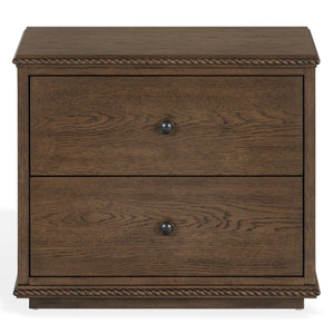 Octavian Rope-Trim Wood Nightstand With Spacious Drawer And Metal Accents For Coastal Charm