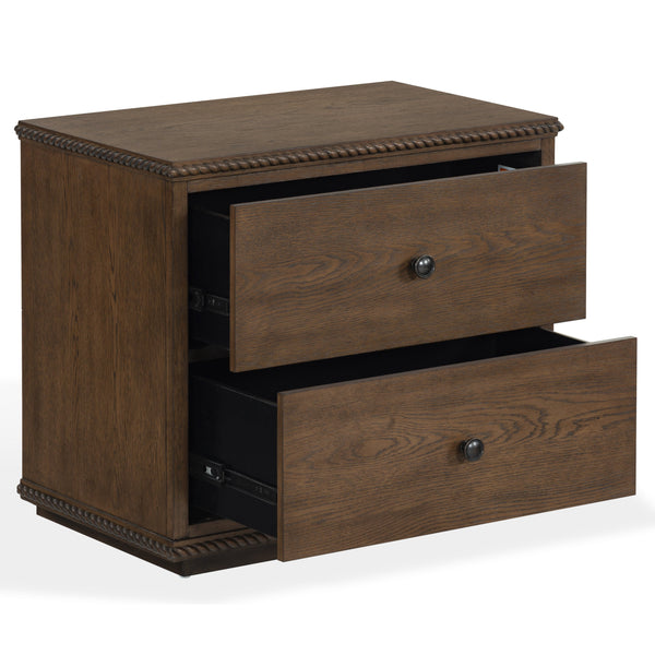 Octavian Rope-Trim Wood Nightstand With Spacious Drawer And Metal Accents For Coastal Charm