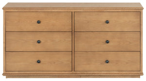 Safavieh Octavian Rope Carved Wood Dresser with Brown Oak Finish for Primary Bedroom Storage SFV2234A