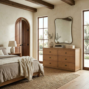 Safavieh Octavian Rope Carved Wood Dresser with Brown Oak Finish for Primary Bedroom Storage SFV2234A