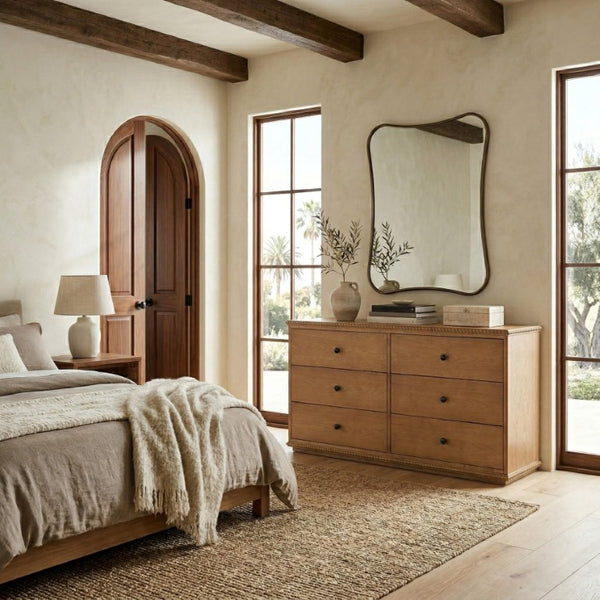 Safavieh Octavian Rope Carved Wood Dresser with Brown Oak Finish for Primary Bedroom Storage SFV2234A