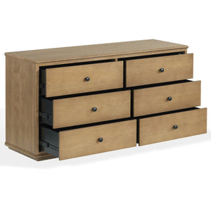 Safavieh Octavian Rope Carved Wood Dresser with Brown Oak Finish for Primary Bedroom Storage SFV2234A