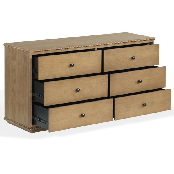 Safavieh Octavian Rope Carved Wood Dresser with Brown Oak Finish for Primary Bedroom Storage SFV2234A
