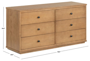 Safavieh Octavian Rope Carved Wood Dresser with Brown Oak Finish for Primary Bedroom Storage SFV2234A